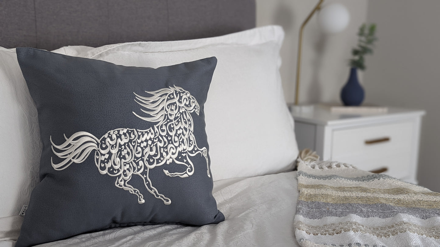 Horse Embroidered Cushion Cover